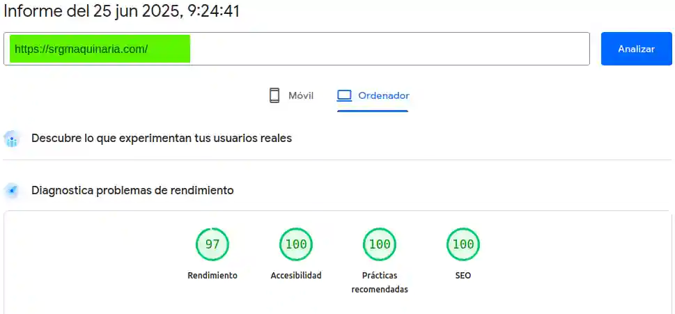 Nueva web para SRG Maquinaria 2 rendimiento SRG